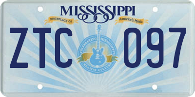 MS license plate ZTC097