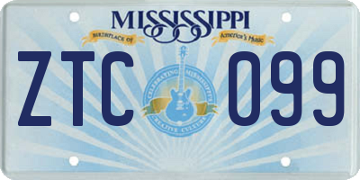 MS license plate ZTC099