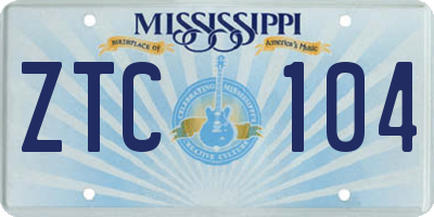 MS license plate ZTC104