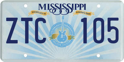 MS license plate ZTC105