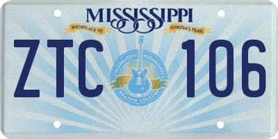 MS license plate ZTC106