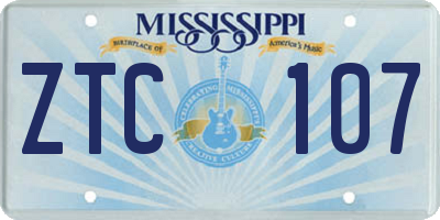 MS license plate ZTC107