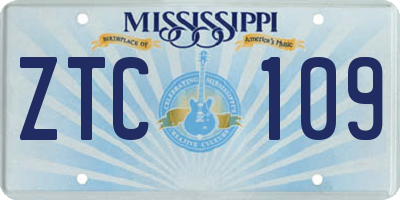 MS license plate ZTC109