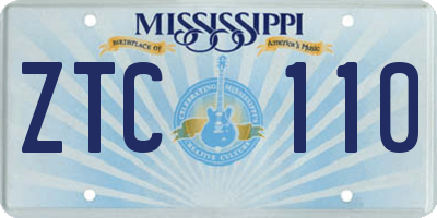 MS license plate ZTC110