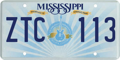 MS license plate ZTC113