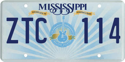 MS license plate ZTC114
