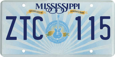MS license plate ZTC115