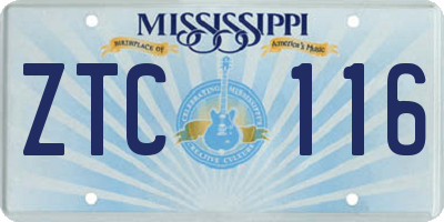 MS license plate ZTC116