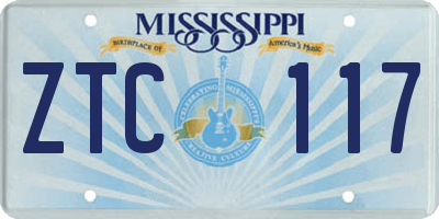 MS license plate ZTC117