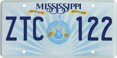 MS license plate ZTC122