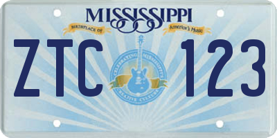 MS license plate ZTC123