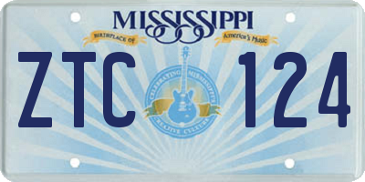 MS license plate ZTC124