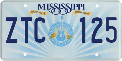MS license plate ZTC125