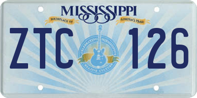 MS license plate ZTC126