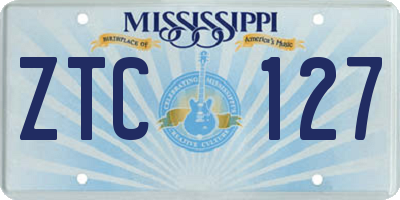 MS license plate ZTC127