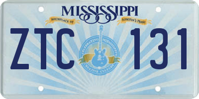 MS license plate ZTC131