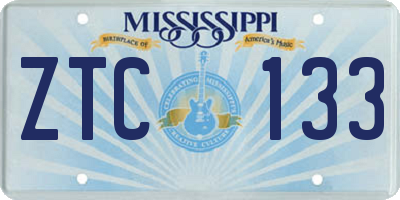 MS license plate ZTC133