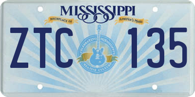 MS license plate ZTC135