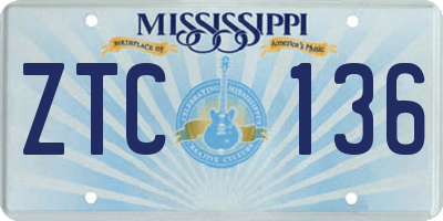 MS license plate ZTC136