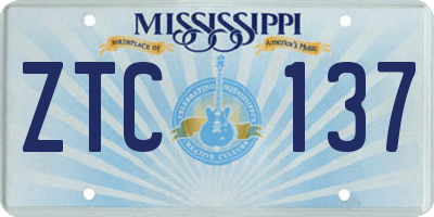 MS license plate ZTC137
