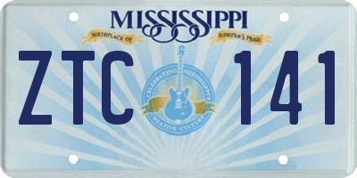 MS license plate ZTC141