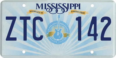 MS license plate ZTC142
