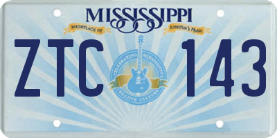 MS license plate ZTC143