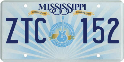 MS license plate ZTC152