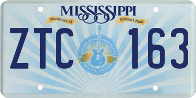 MS license plate ZTC163