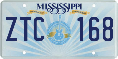 MS license plate ZTC168