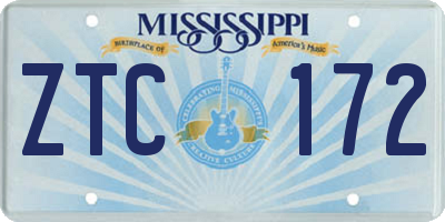 MS license plate ZTC172