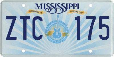 MS license plate ZTC175
