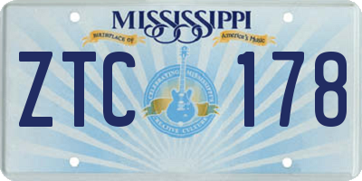 MS license plate ZTC178