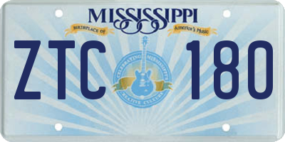 MS license plate ZTC180