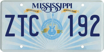 MS license plate ZTC192