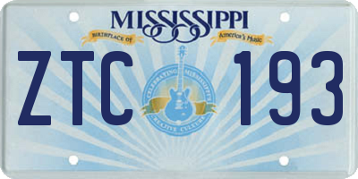 MS license plate ZTC193