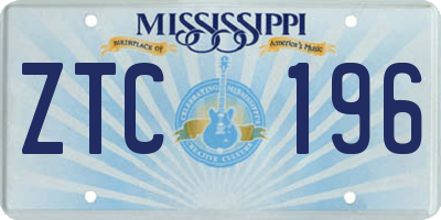 MS license plate ZTC196