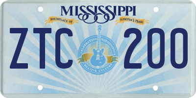 MS license plate ZTC200