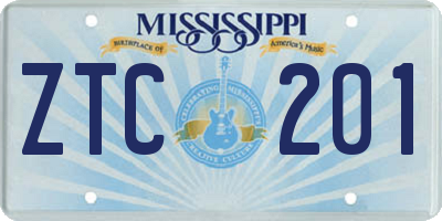 MS license plate ZTC201