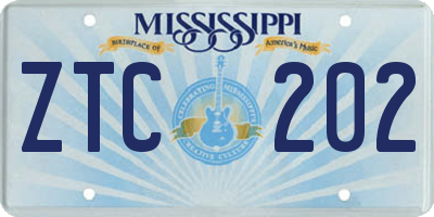 MS license plate ZTC202