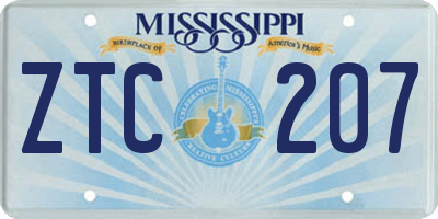 MS license plate ZTC207