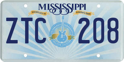 MS license plate ZTC208