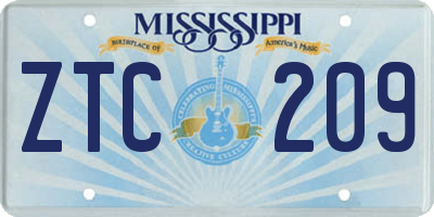 MS license plate ZTC209