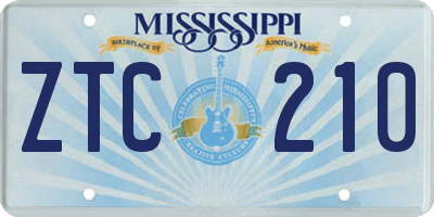 MS license plate ZTC210