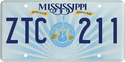 MS license plate ZTC211