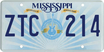 MS license plate ZTC214