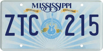 MS license plate ZTC215