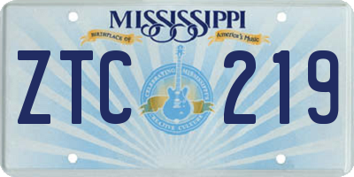 MS license plate ZTC219