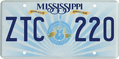 MS license plate ZTC220