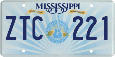 MS license plate ZTC221